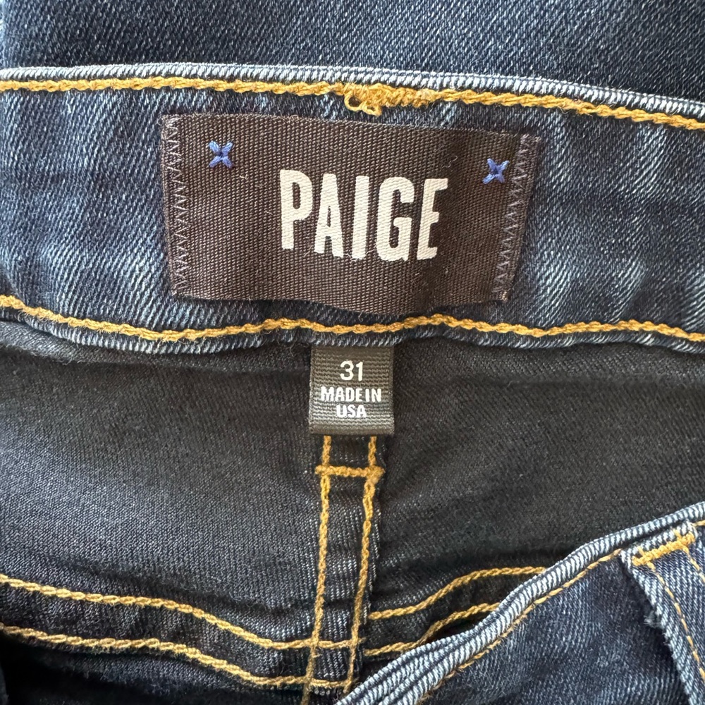 PAIGE Men's Indigo Jeans with Gold Stitching